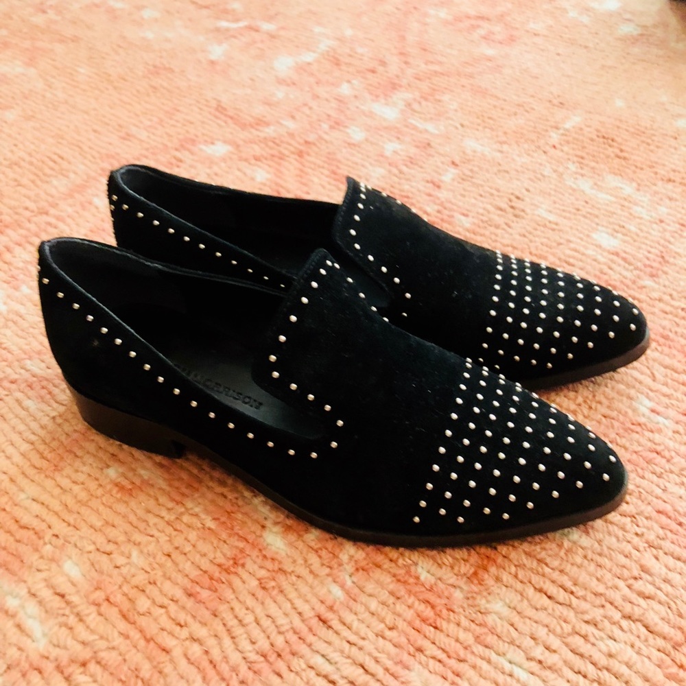 Sigerson Morrison Edna Black Velvet Stud Loafers
